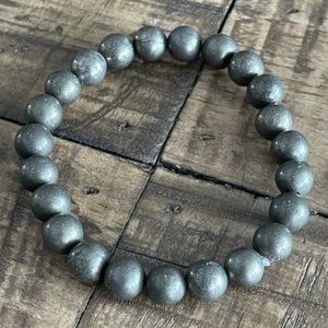8mm Pyrite Stretch Bead Bracelet